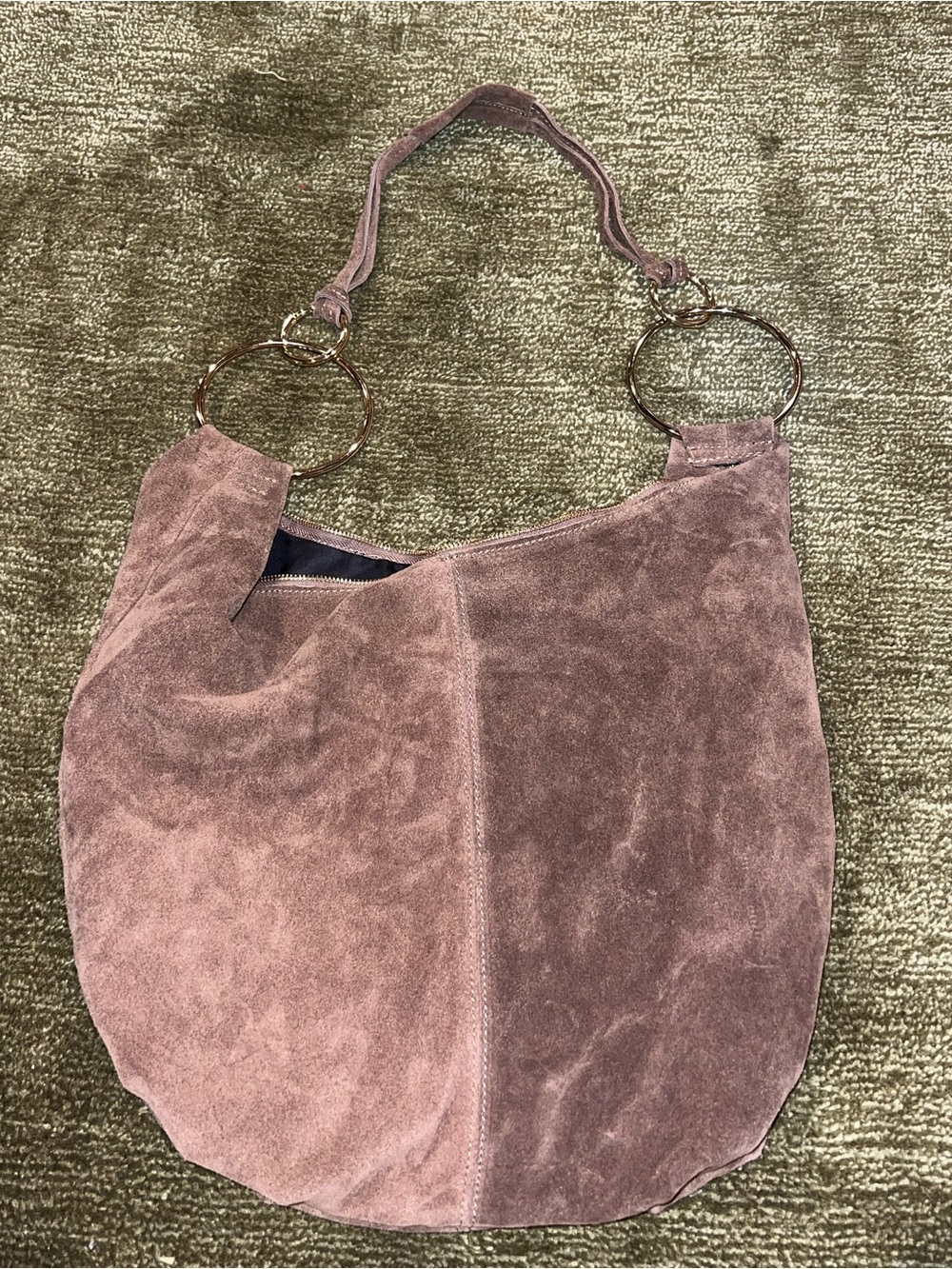 Suede Hobo Shoulder Bag in Tan